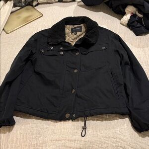 BANANA REPUBLIC Women's Black Jacket with Shearling Collar